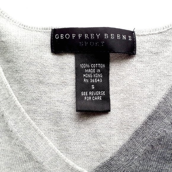 Geoffrey Beene Sport Black Gray Colorblock V-Neck 100% Cotton Women’s Sweater S - Picture 10 of 13